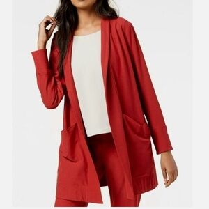 Eileen Fisher Washable Crepe Kimono Jacket Small Rust Shawl Collar Pockets